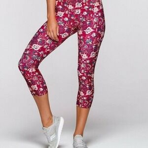 Lorna Jane Persian Pink Floral Core 7/8 Leggings - Women Small S